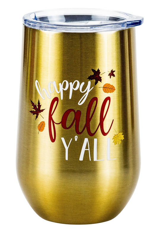 Boston Warehouse 16oz Insulated Stainless Steel Wine Goblet Happy Fall