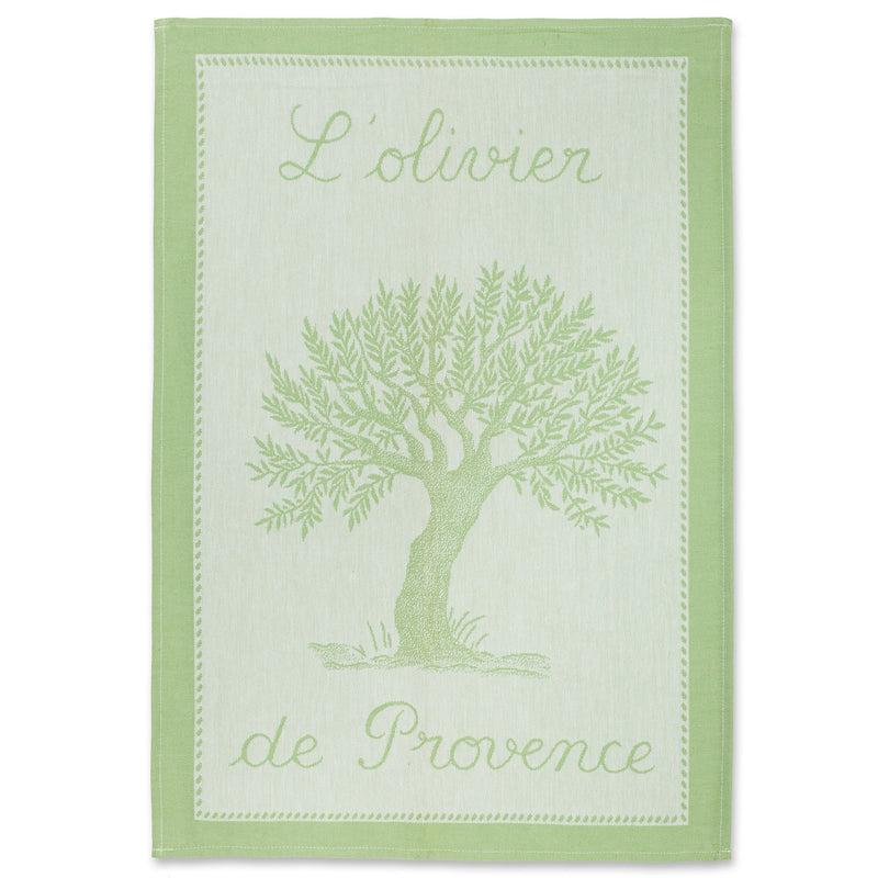 Coucke French Jacquard Cotton Kitchen Dish Towel French Table Collection, Olive Tree PJ Pattern, 19 by 29-Inch, Almond