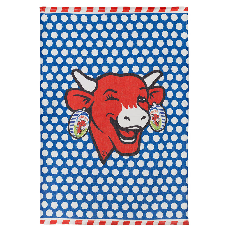 Coucke French Cotton Digitally Printed Towel, Vache Qui Rit Pop Bleu (Laughing Cow), 20-Inches by 30-Inches, Multi Colored